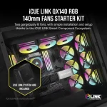 Corsair iCUE LINK QX140 RGB Starter Kit, schwarz, LED-Steuerung, 140mm, 2er-Pack - Slika 2