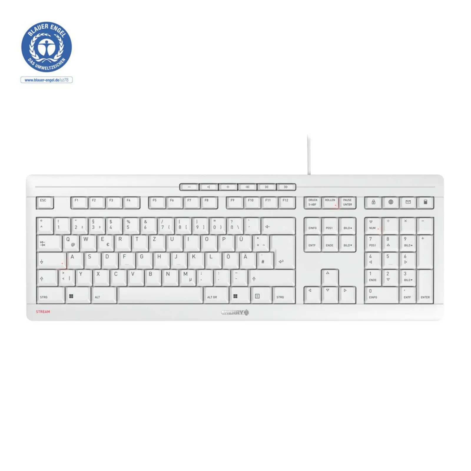 PI_367221904 CHERRY STREAM KEYBOARD 2019 USB weiß-grau - Slika 1