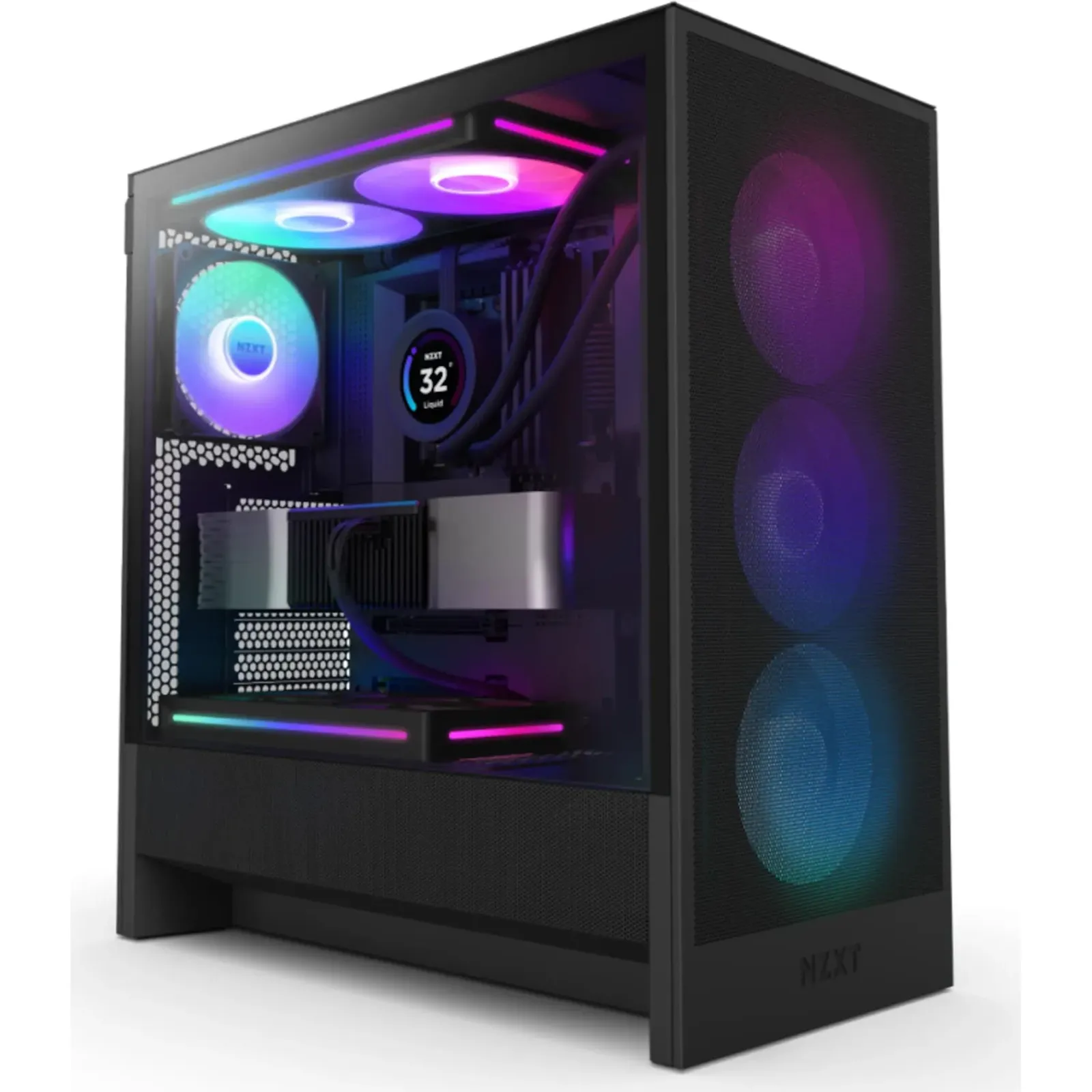 PI_395547949 NZXT H5 Flow RGB 2024 Midi Tower ATX Gehäuse schwarz mit Sichtfenster - Slika 1