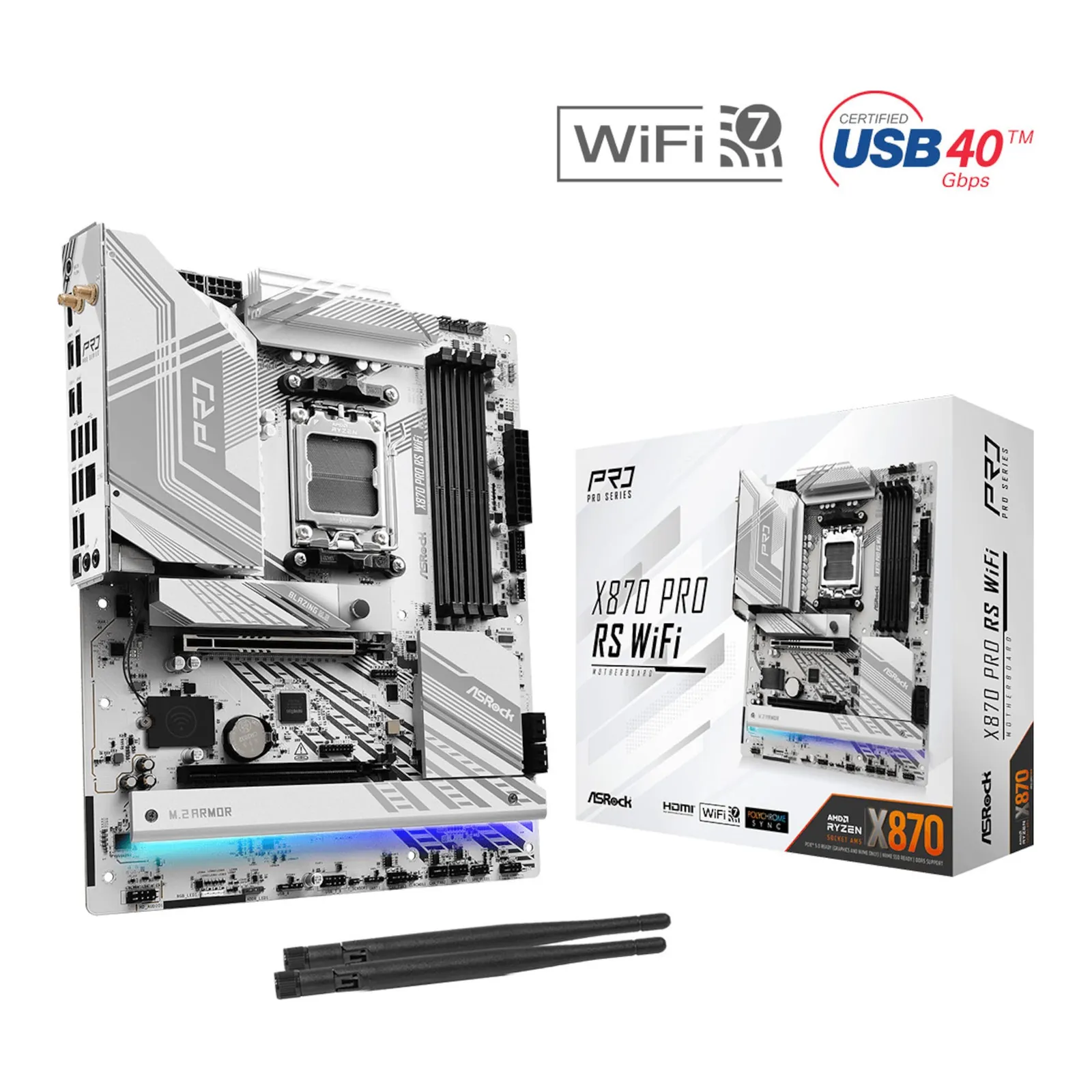 PI_396722034 ASRock X870 PRO RS WIFI ATX Mainboard Sockel AM5/USB4/HDMI - Slika 1