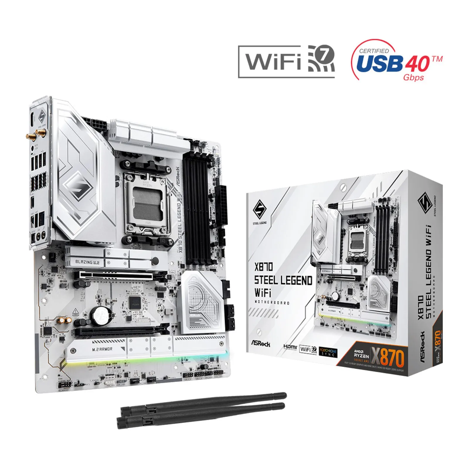 PI_396757225 ASRock X870 Steel Legand WIFI ATX Mainboard Sockel AM5/USB4/HDMI - Slika 1