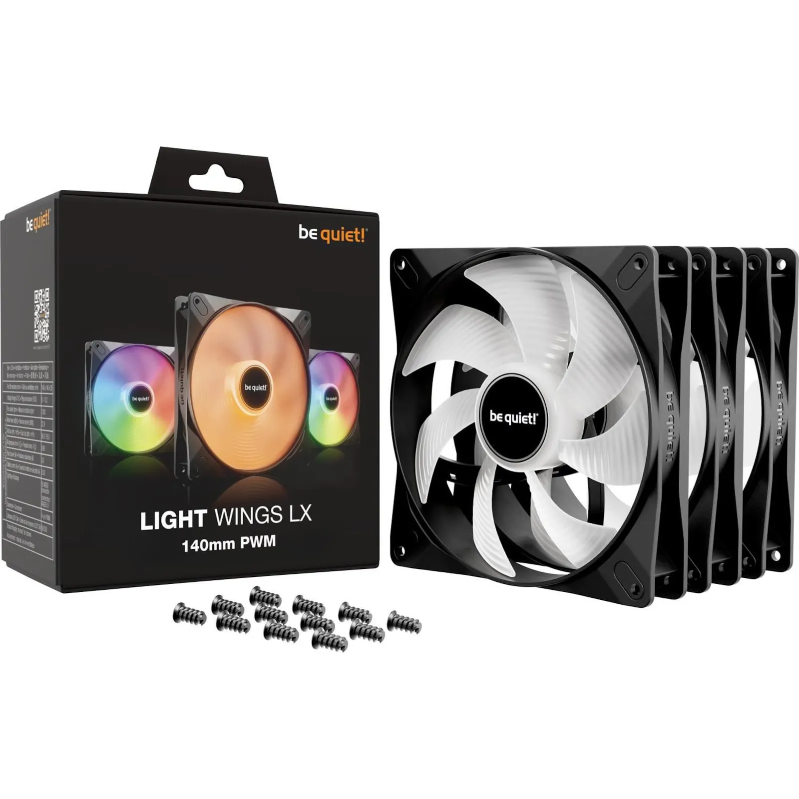 PI_410150571 be quiet! Light Wings LX PWM Lüfter 140mm 3er Pack Schwarz - Slika 1