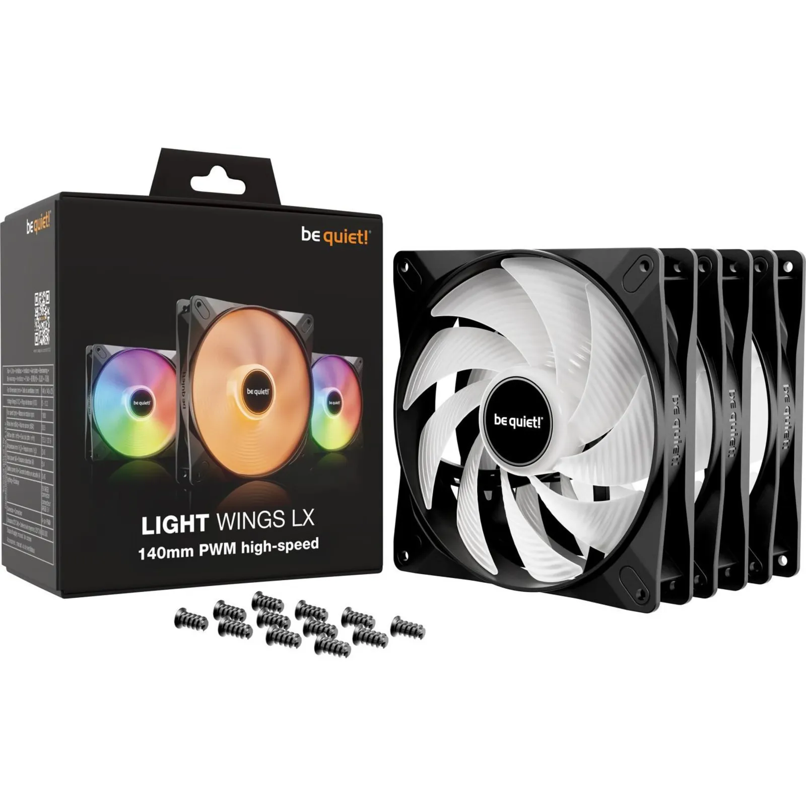 PI_410196040 be quiet! Light Wings LX PWM high-Speed Lüfter 140mm 3er Pack Schwarz - Slika 1