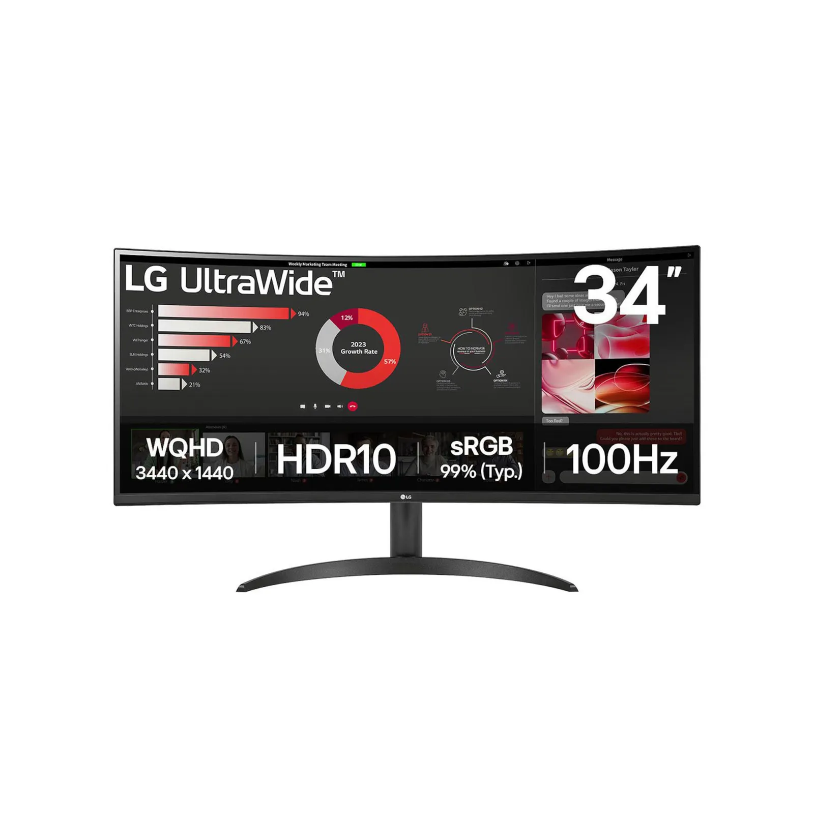 PI_413242795 LG 34WR50QK-B 86,4cm (34") 21:9 VA UWQHD Curved Monitor HDMI/DP 100Hz 5ms - Slika 1