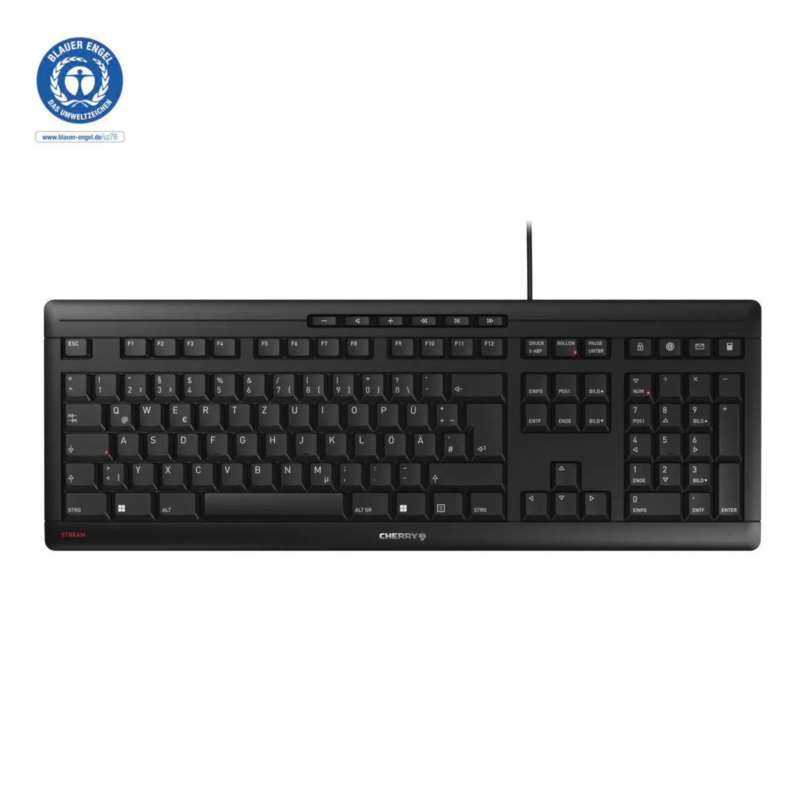 PI_465095292 Cherry STREAM KEYBOARD 2019 USB-A, Schwarz - Kabelgebundene Tastatur - Slika 1