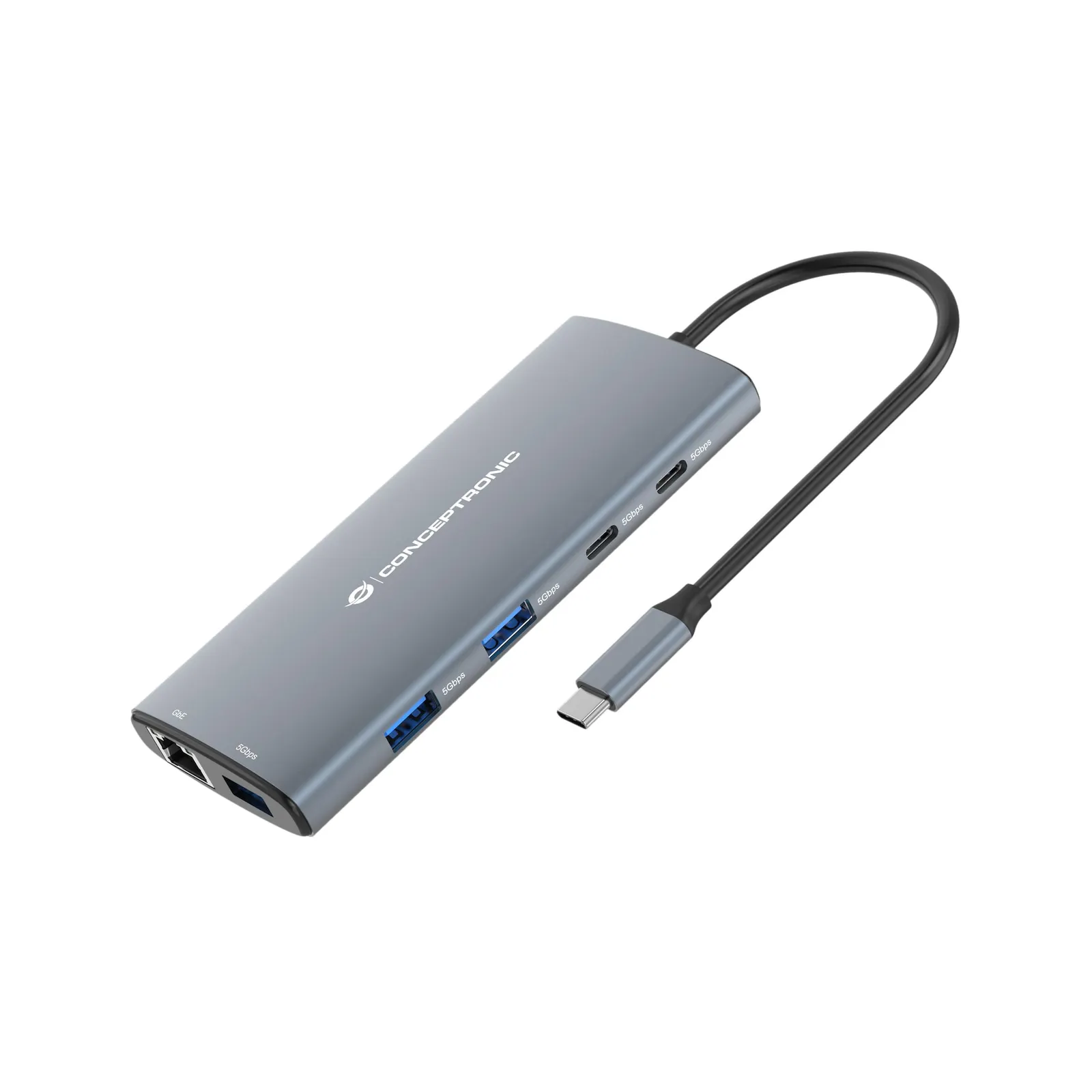 PI_475870716 Conceptronic 10-in-1 USB-C 3.2 Gen 1 Adapter - 100W PD, HDMI, 2x USB-C, 3x USB-A, Gbit Ethernet, TF/MicroSD - Slika 1