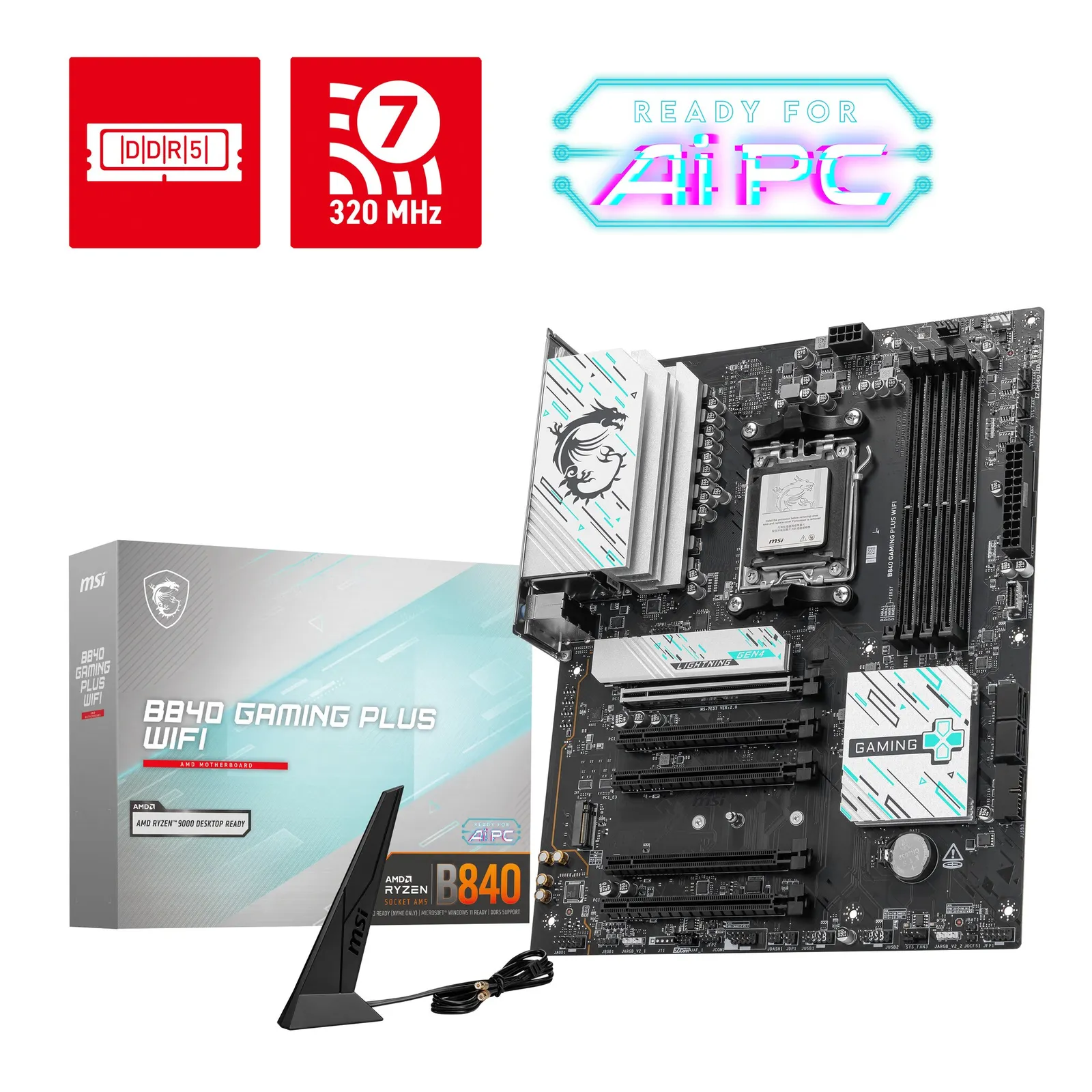 PI_476998673 MSI B840 GAMING PLUS WIFI Mainboard AM5 M.2/WIFI7/BT/HDMI/USB-C - Slika 1