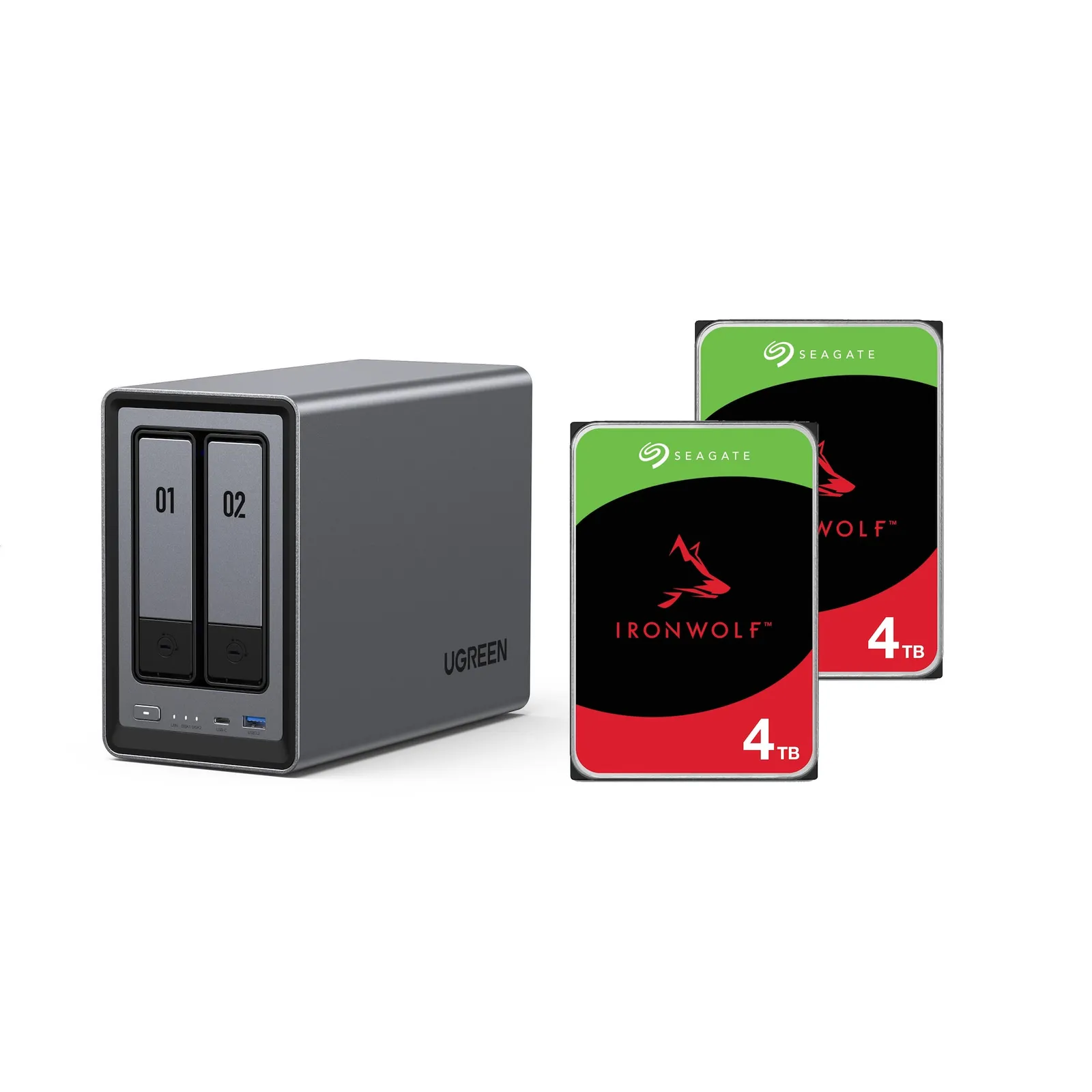 PI_487570125 UGREEN NASync DXP2800 NAS System 2-Bay 8TB inkl. 2x Seagate IronWolf ST4000VN006 4TB - Slika 1