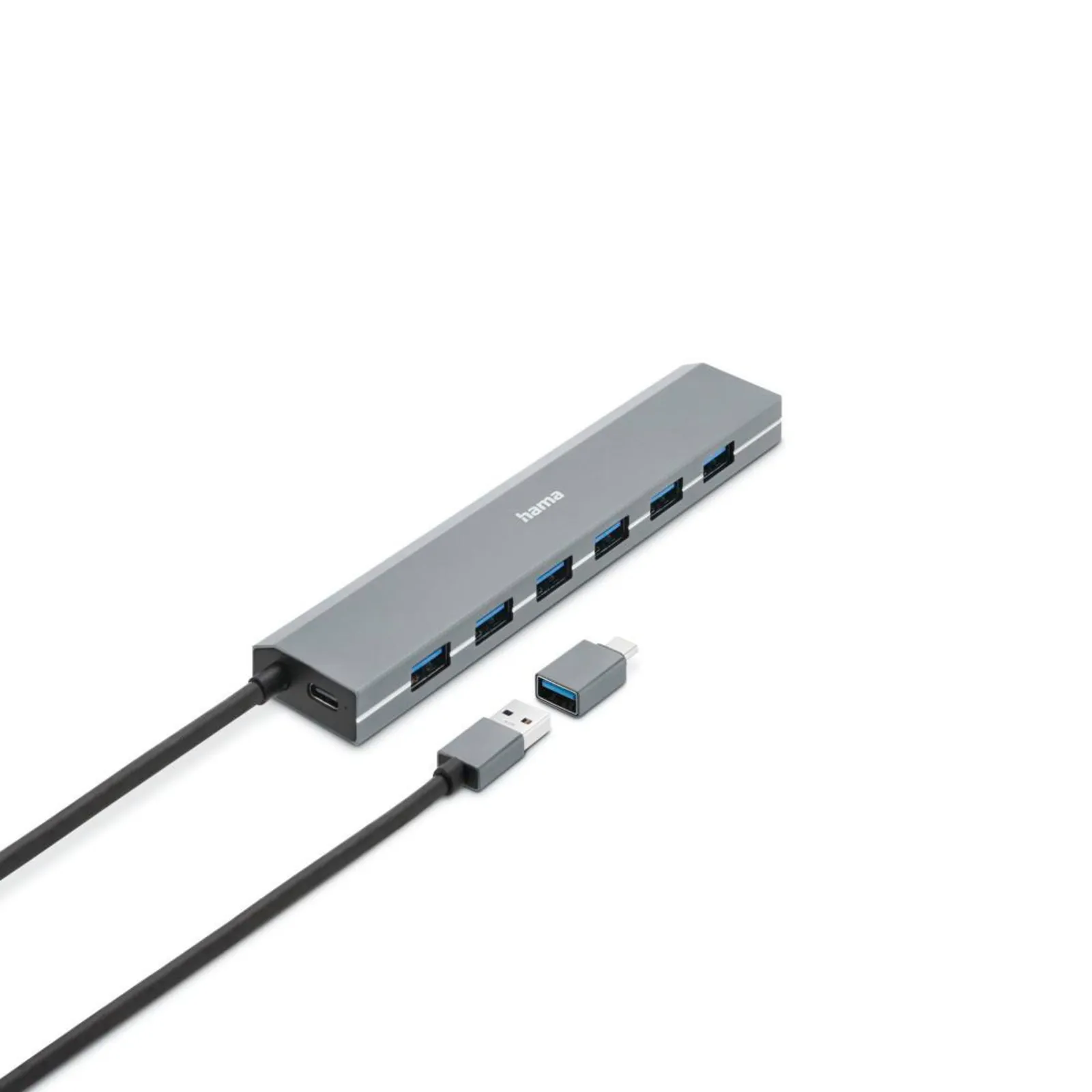 PI_488425574 Hama 00200137 USB-Hub, 7 Ports, USB 3.2 Gen1, 5 Gbit / s, inkl. USB-C-Adapter und Netzteil - Slika 1
