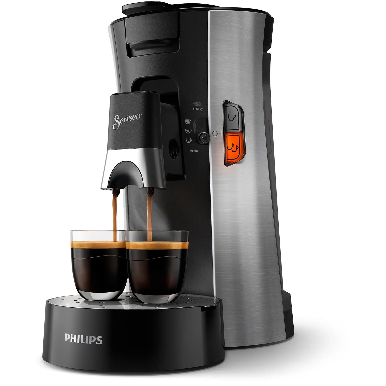 PI_498931597 Philips CSA250/10 SENSEO Select Kaffeepadmaschine, schwarz/gebürstetes Metall - Slika 1