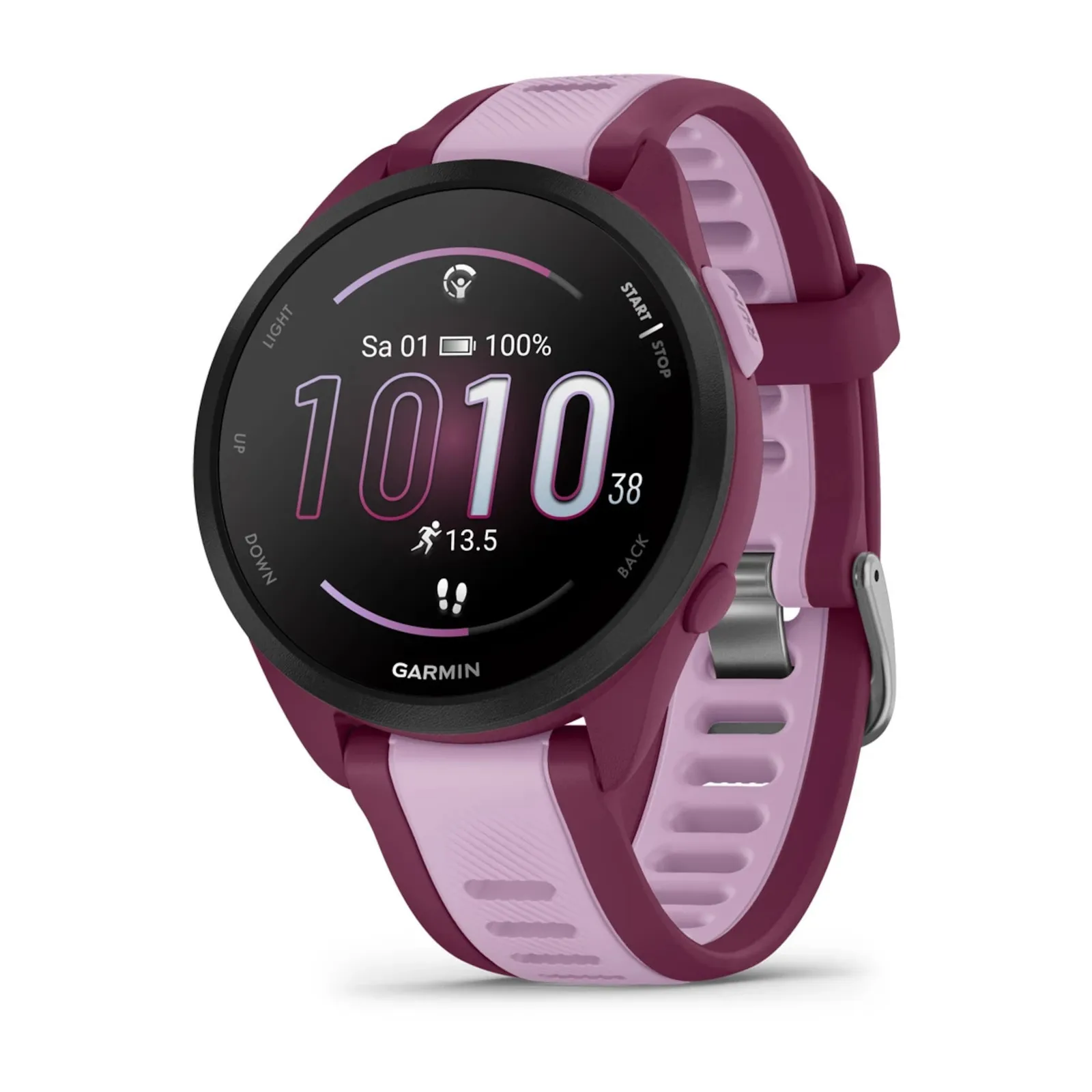 PI_515469538 Garmin Forerunner 165 Music Beere/Flieder - Slika 1