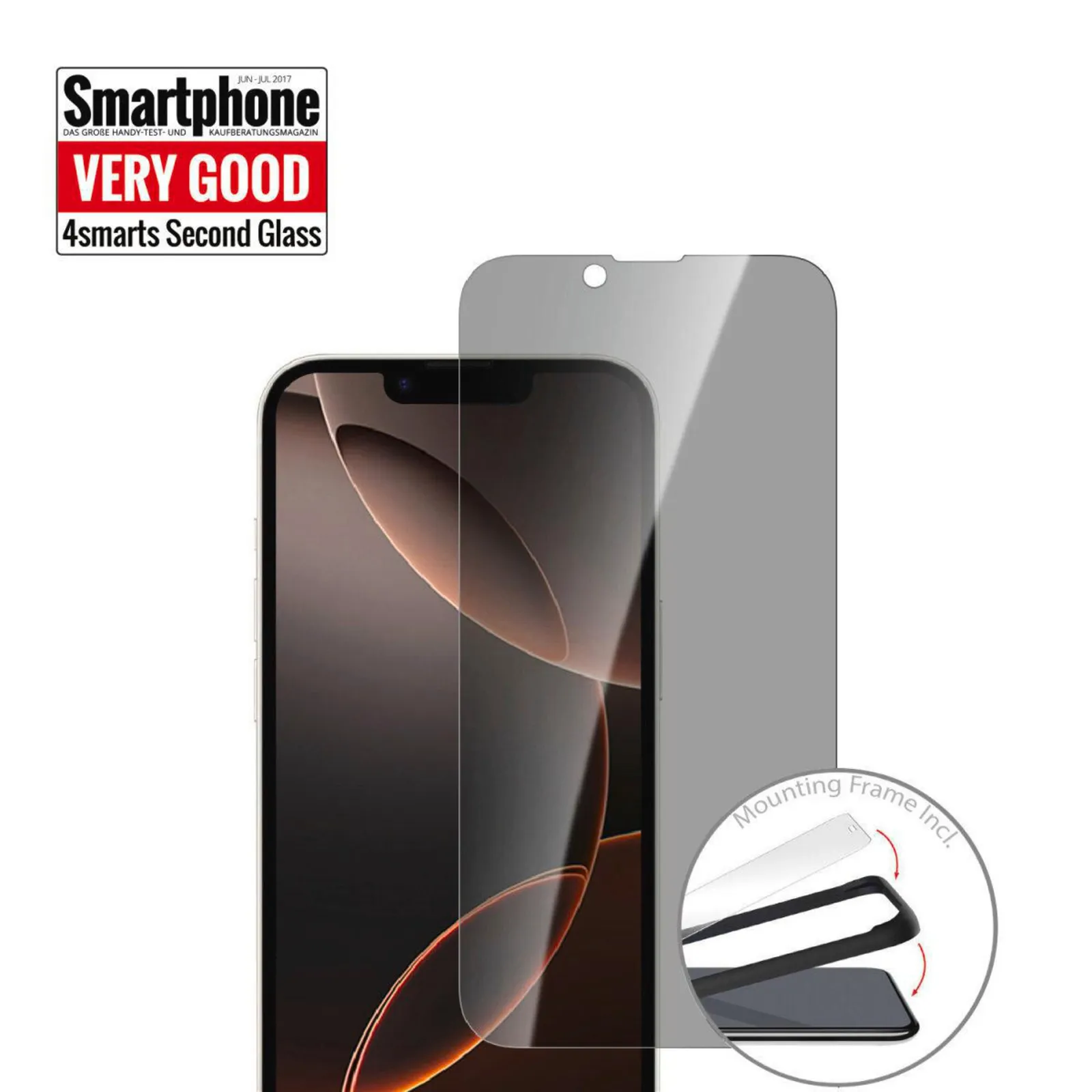 PI_531668647 4smarts Second Glass Privacy mit Montagerahmen iPhone 16e - Slika 1