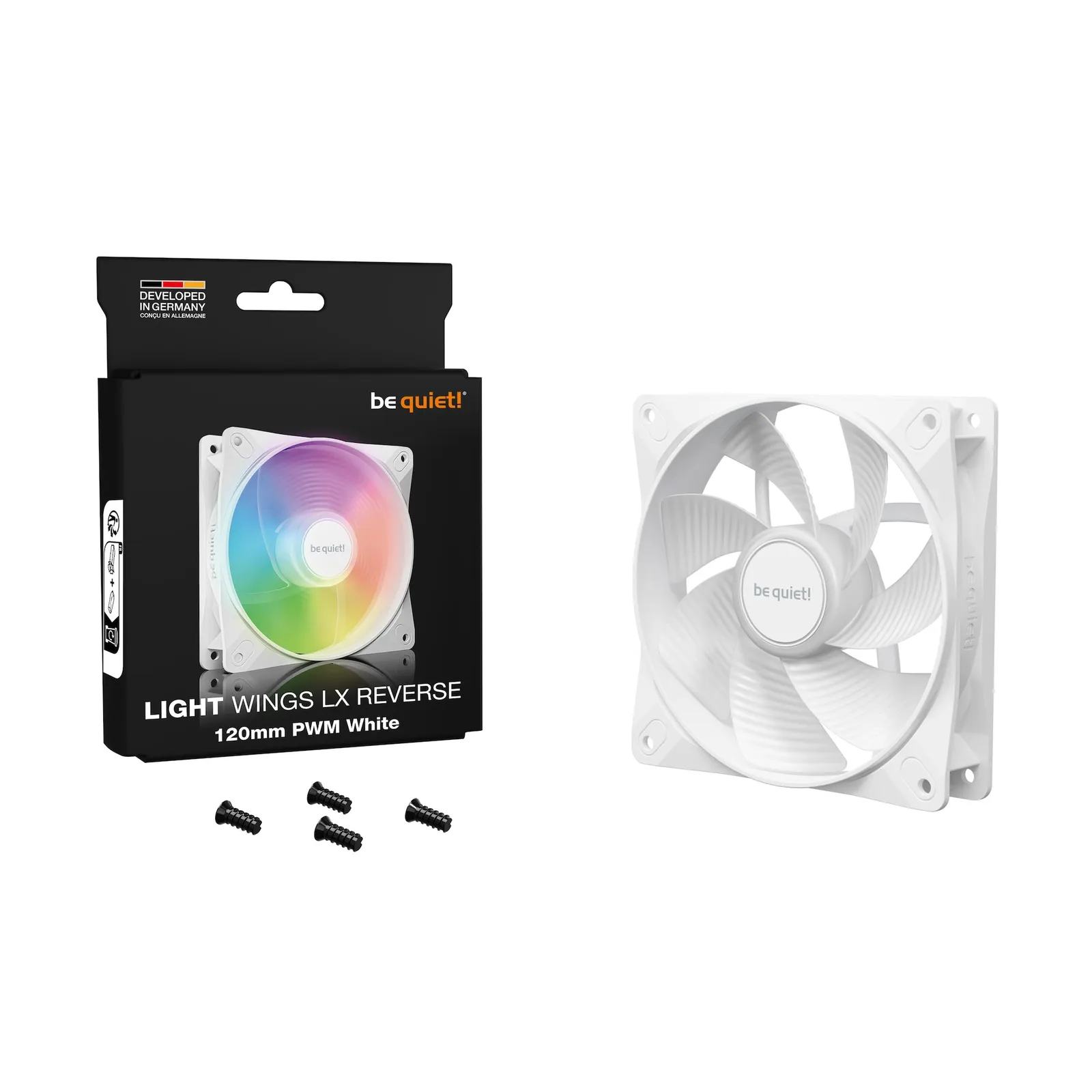 PI_554457896 be quiet! Light Wings LX PWM Lüfter 120mm Reverse White - Slika 1