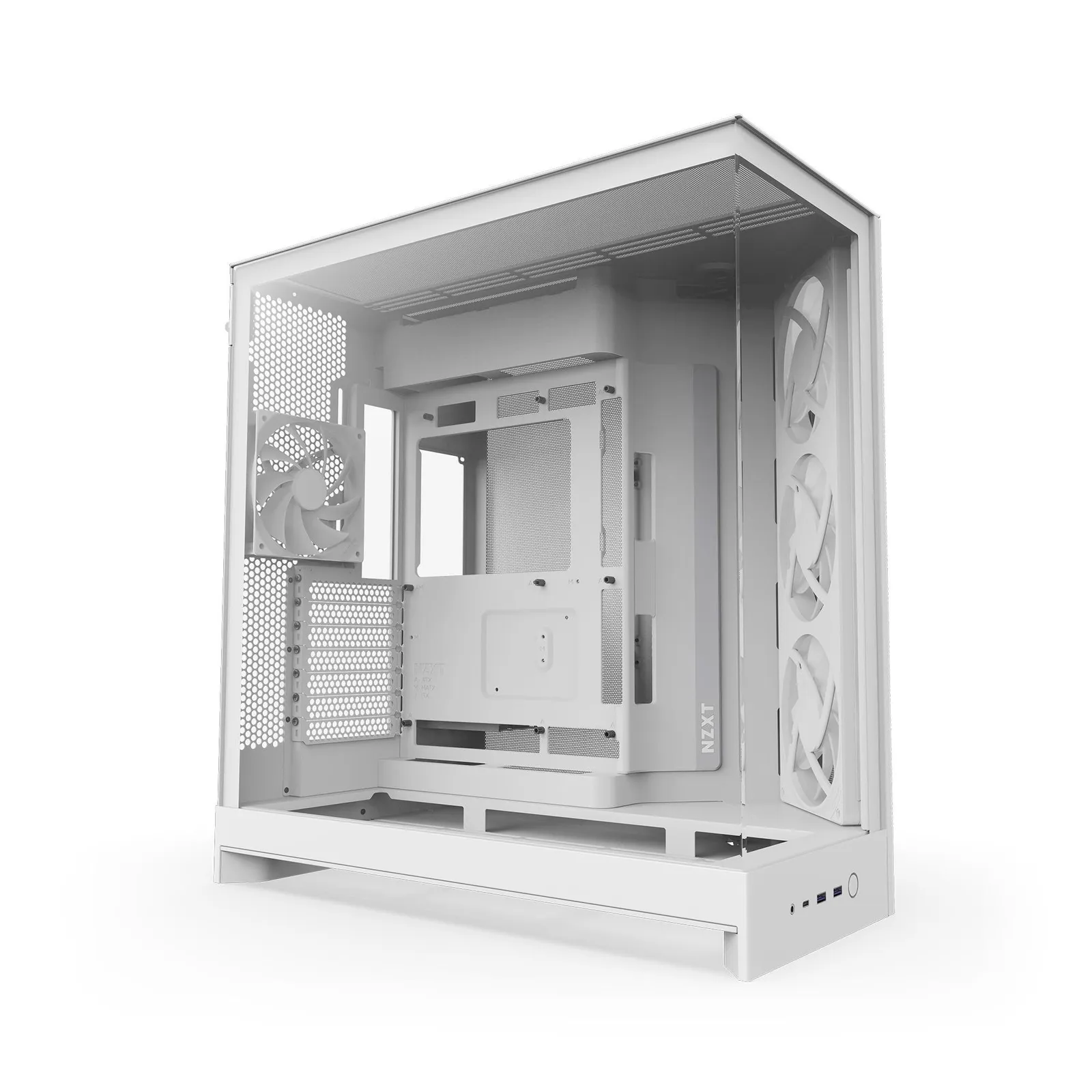 PI_594919932 NZXT H9 Flow RGB (2025) All White Midi Tower ATX Gaming Gehäuse weiß mit Glasfenster - Slika 1