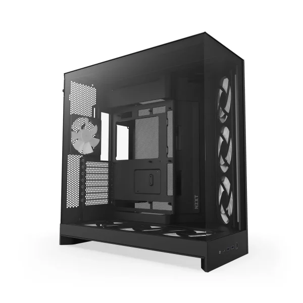 NZXT H9 Flow RGB+ (2025) All Black Midi Tower ATX Gaming Gehäuse schwarz mit Glasfenster