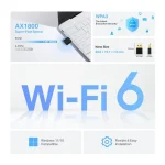 TP-Link Archer TX20U AX1800 Nano WLAN-Adapter 2.4GHz/5GHz WLAN USB-A 3.0 Stecker - Slika 2