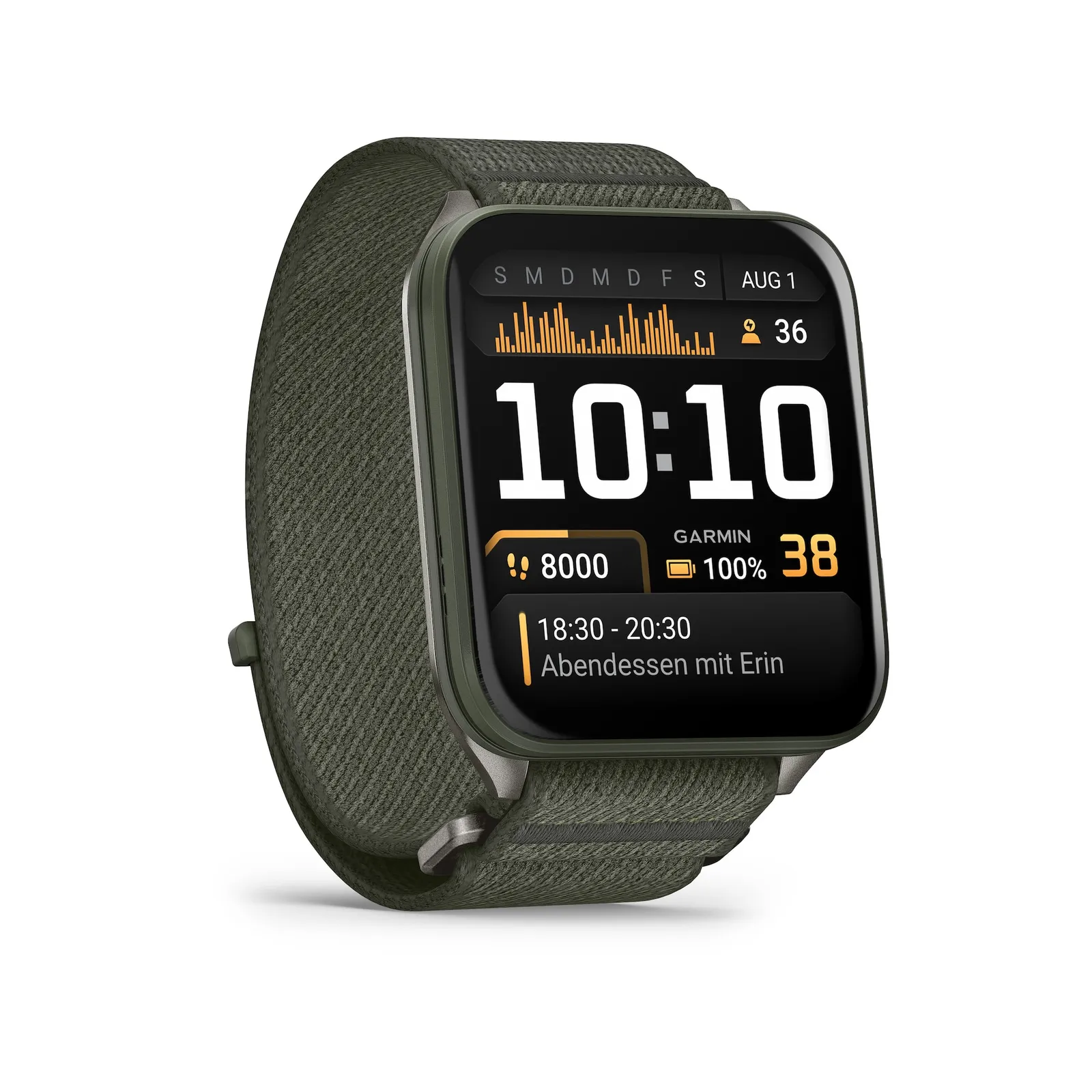PI_626919967 Garmin Venu® X1 Moosgrün mit ComfortFit-Nylonarmband Moosgrün - Slika 1