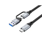 EQUIP 128431 2-in-1 USB 3.2 Gen 2x2 C auf C/A Kabel, 1,0m, PD100W, 4K/60Hz, 20Gbps, Schwarz