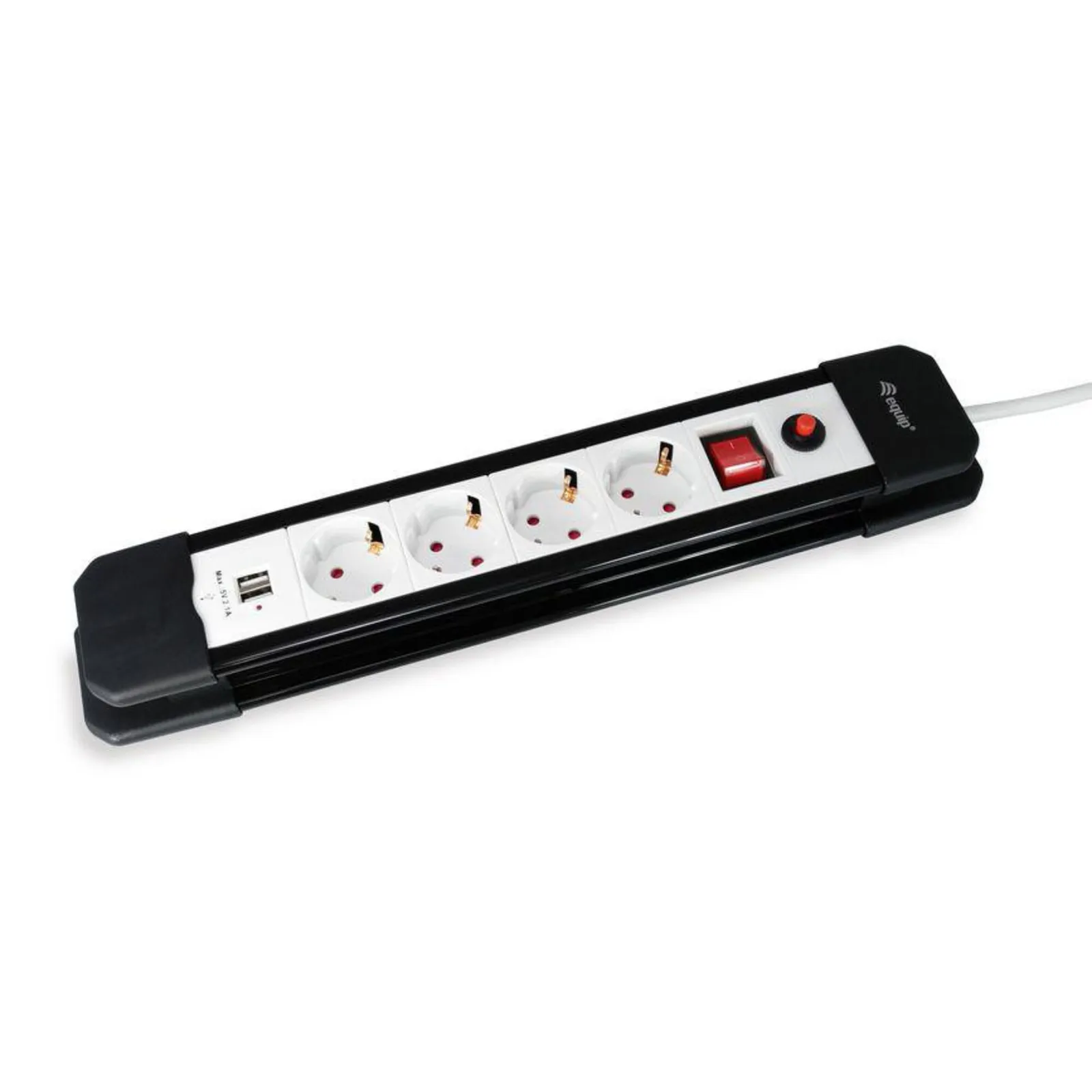 PI_642311645 EQUIP 245553 4fach Verteiler mit Schalter und 2fach USB-Lader, Mehrfachsteckdose Schuko - Slika 1