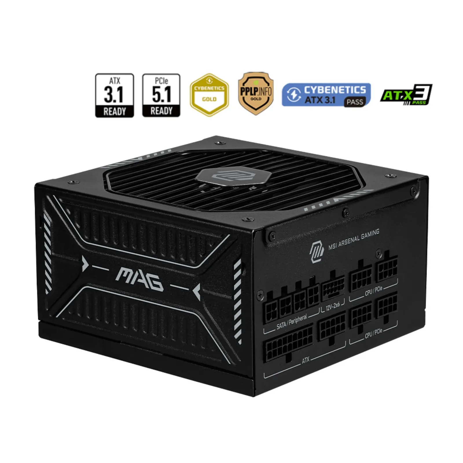 PI_647935867 MSI MAG A1000GLS PCIE5 1000 Watt ATX 3.1 PCIe 5.1 80+ Gold Netzteil 135mm Lüfter - Slika 1
