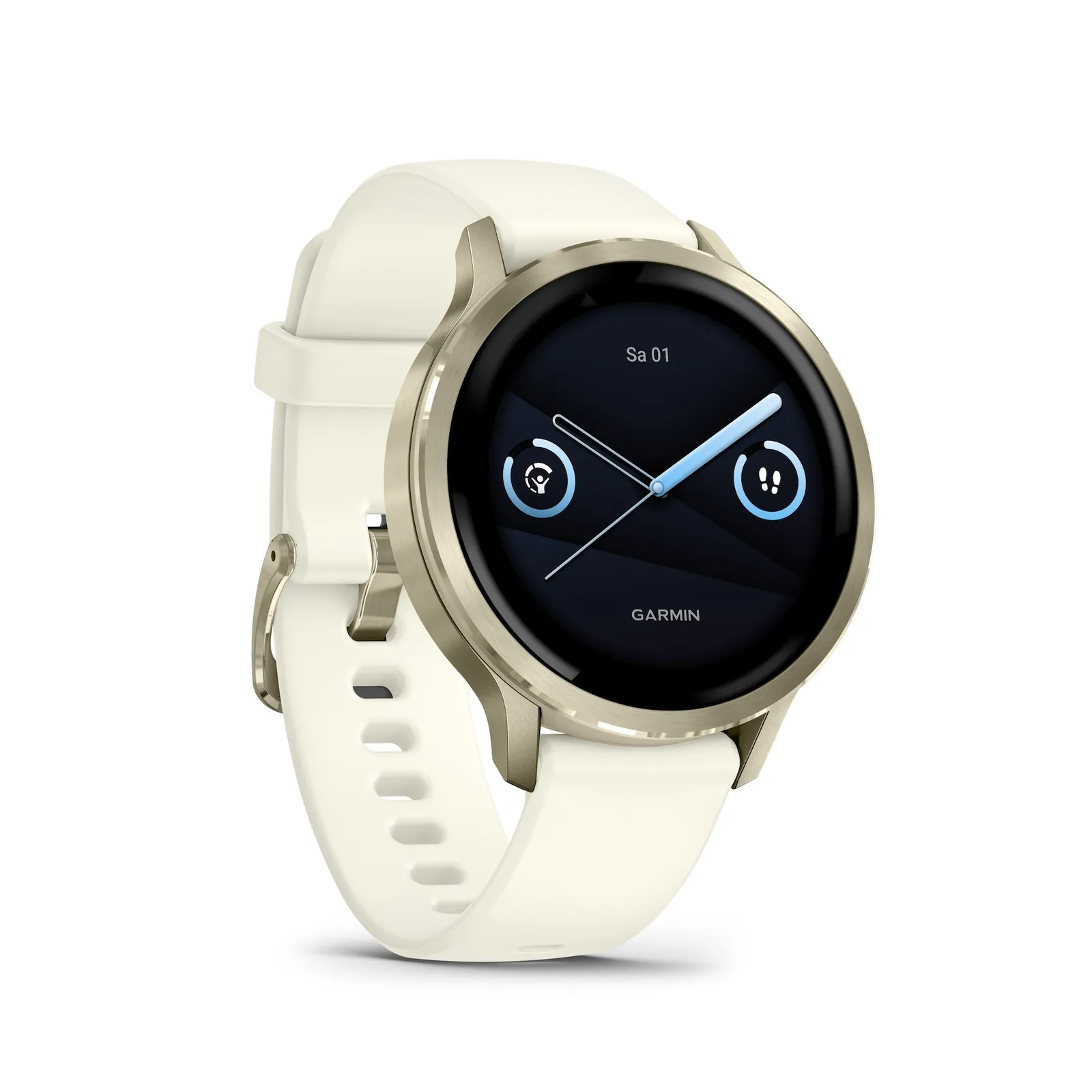 PI_710477262 Garmin Venu® 4 - 41 mm Beige/Lunargold mit Schnellwechsel-Silikon-Armband 18 mm Bone - Slika 1