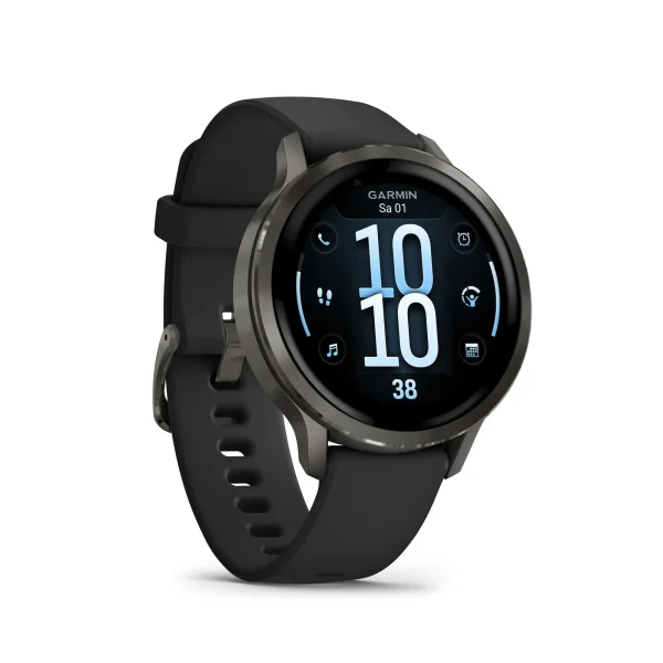 Garmin Venu® 4 - 45 mm Schwarz/Schiefergrau mit Schnellwechsel-Silikon-Armband 22 mm
