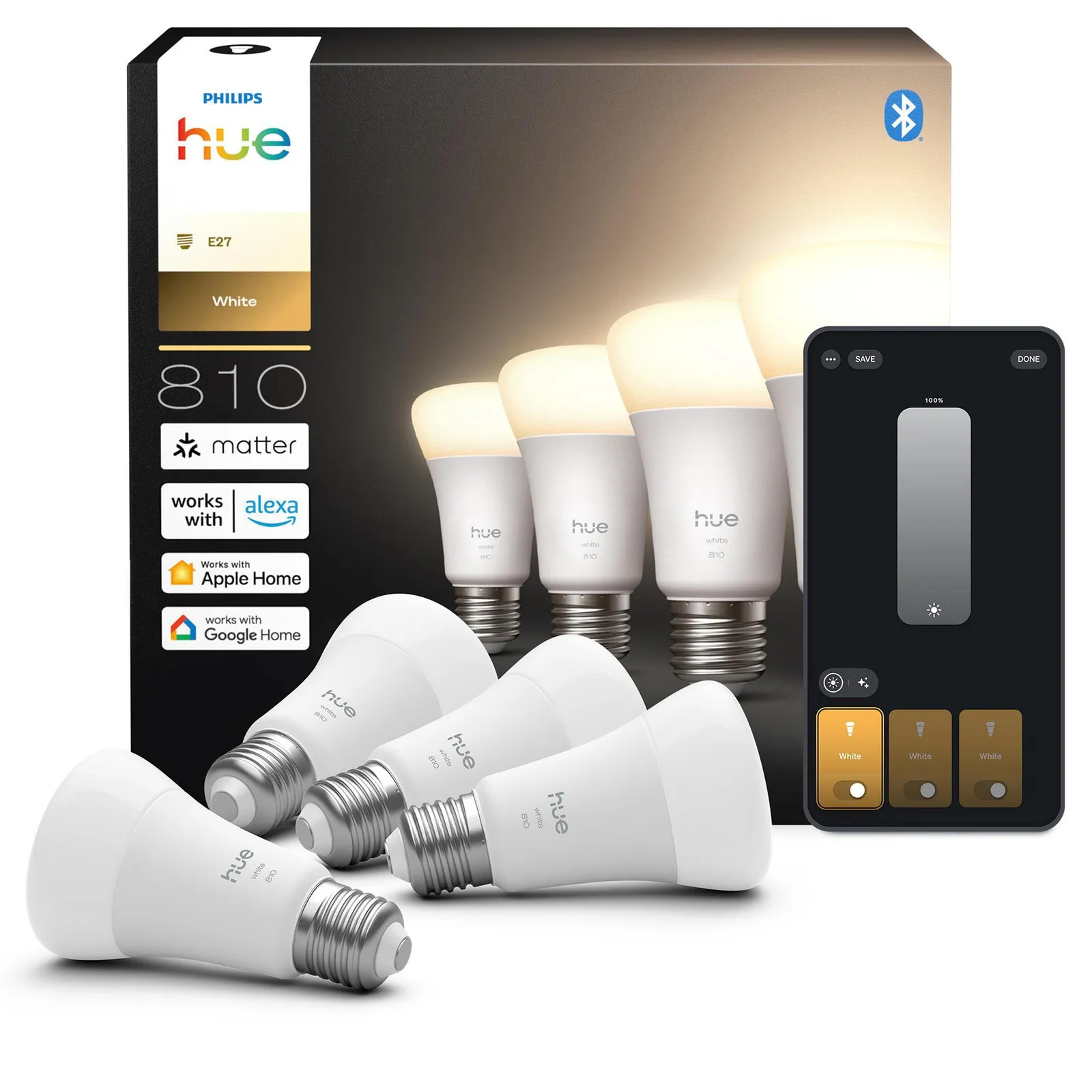 PI_713455266 Philips Hue White E27 Viererpack 810lm 60W - Slika 1