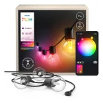 Philips Hue Festavia Globe Außenlichterkette, White and Color Ambiance, 7 m Länge, 10 Lampenkugeln, dimmbar, Steuerung per Hue App