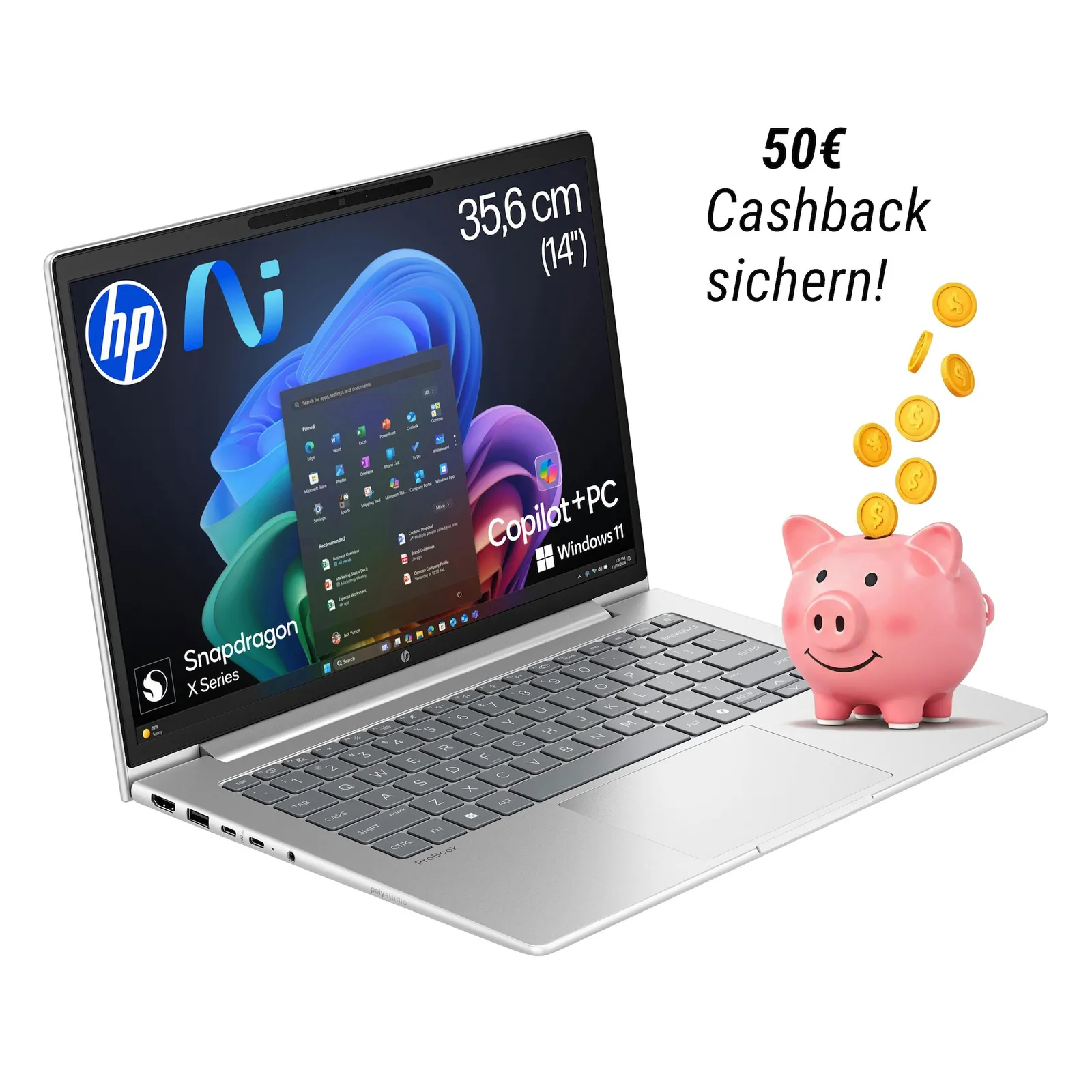 PI_720616743 HP ProBook 4 G1q 14" WUXGA Snapdragon X126100 32GB RAM 512GB SSD Win 11 Pro AD2P2ET - Slika 1