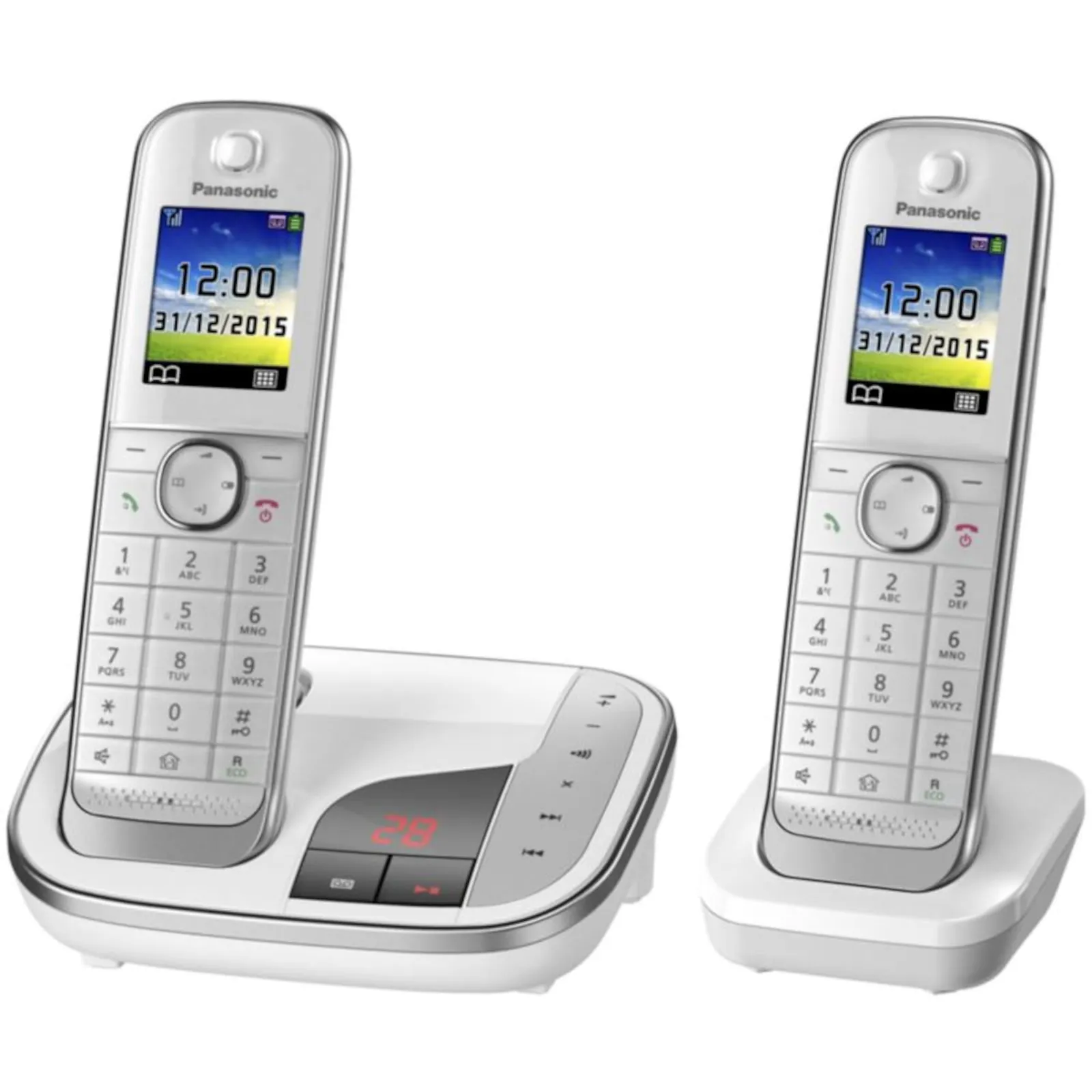 160425143611600701900066V Panasonic KX-TGJ322GW schnurloses Duo DECT Festnetztelefon inkl. AB, weiß - Slika 1