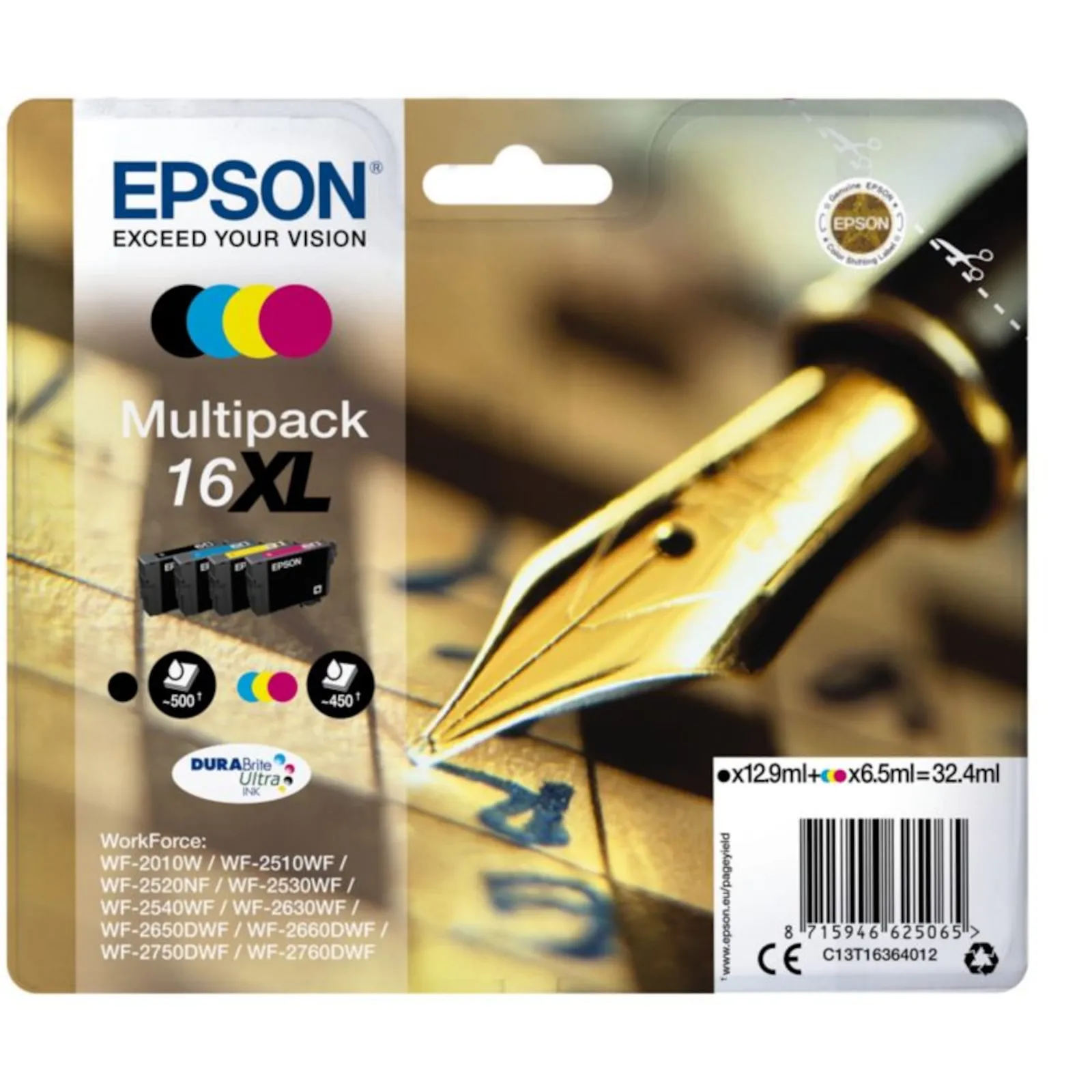 170413093836400601900002H Epson 16XL Original Druckerpatronen Multipack Schwarz Cyan Magenta Gelb T1636 - Slika 1