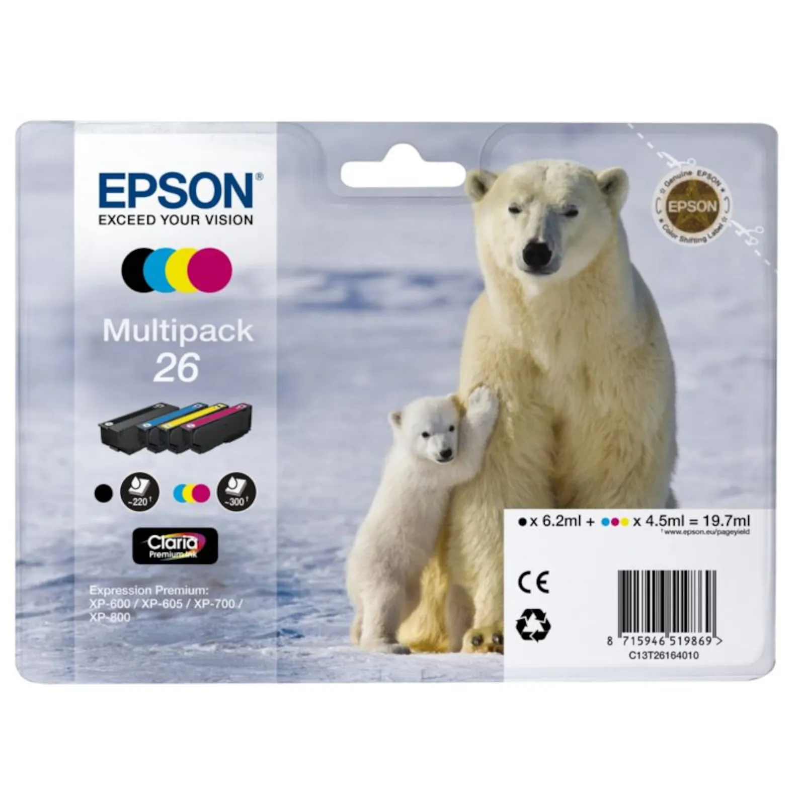 170428111436200601900007W Epson 26 Original Druckerpatronen Multipack Cyan, Magenta, Gelb, Schwarz T2616 - Slika 1