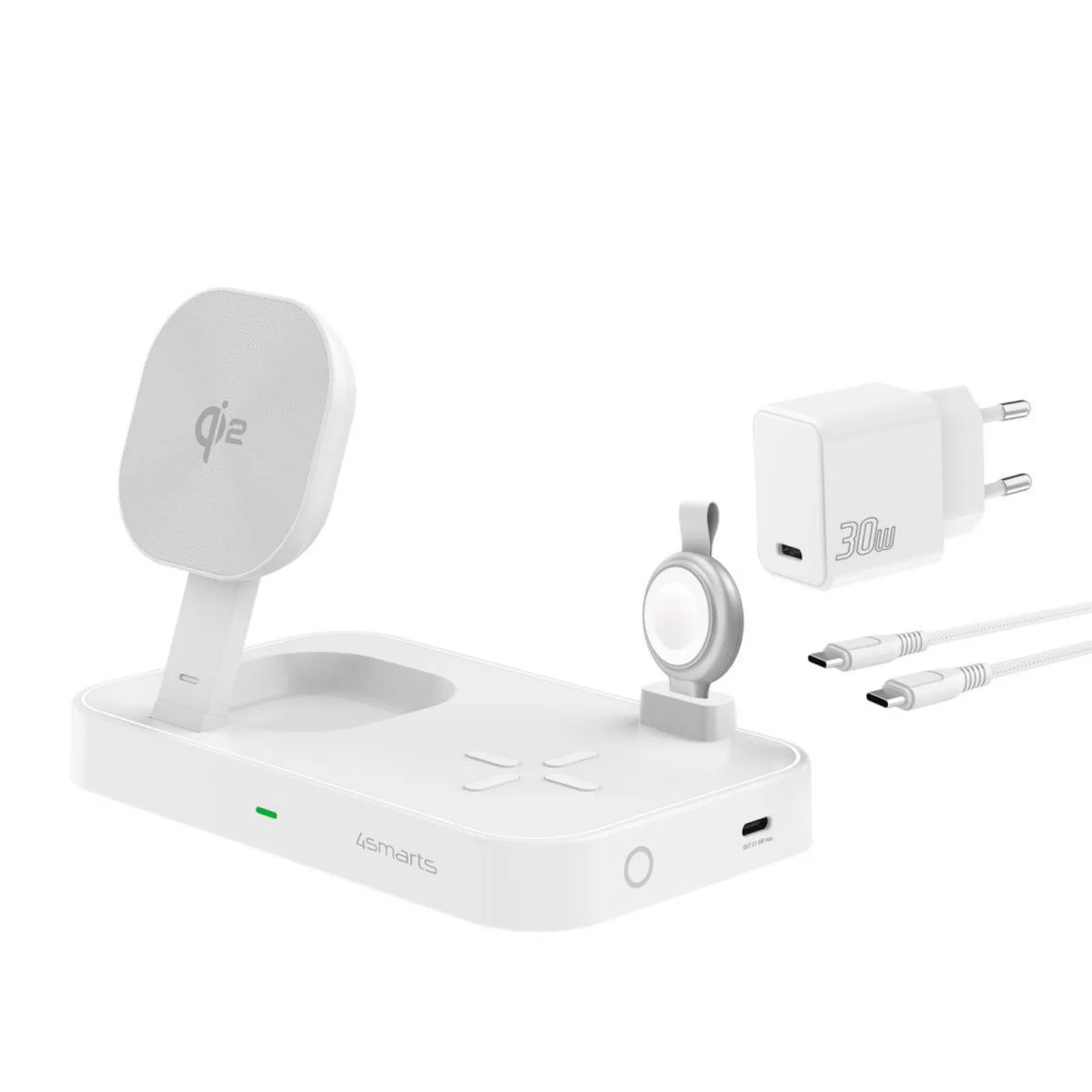 PI_286272539 4smarts Qi2 Ladestation Trident mit MFi Fast Charger, weiß - Slika 1