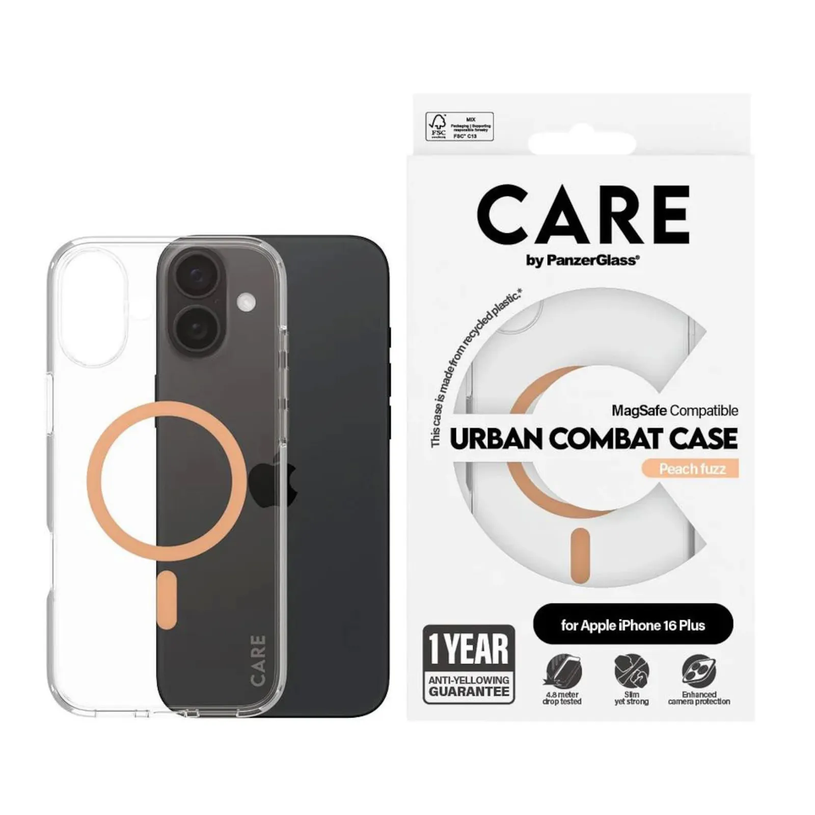 PI_387351829 CARE by PanzerGlass® Flagship Case Transparent Urban Combat MagSafe iPhone 16 Plus - Slika 1