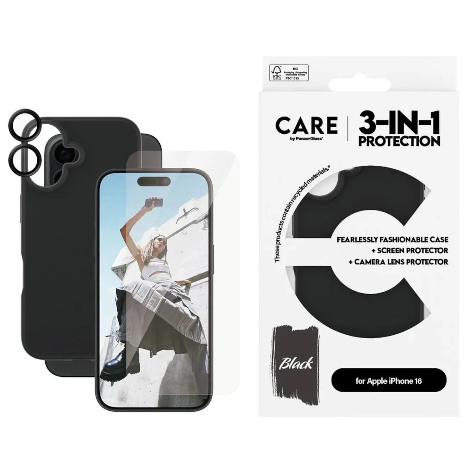 PI_388330964 CARE by PanzerGlass® Fashion 3-in-1 Set iPhone 16 - Slika 1