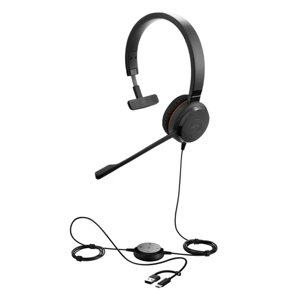 Jabra Evolve 30 II Mono Headset Schwarz - USB-C/A, MS Teams-Version, Mikrofon mit Geräuschunterdrückung