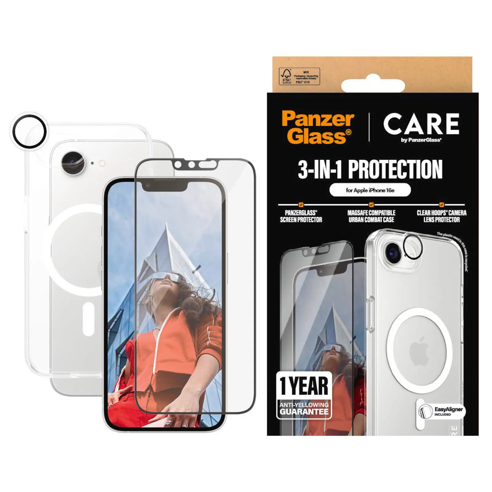 PI_538018485 CARE by PanzerGlass® Flagship 3-in-1 Bundle iPhone 16e - Slika 1