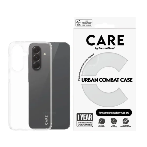 CARE by PanzerGlass® Flagship Case Clear Urban Combat mit Clear Frame Galaxy A56 5G