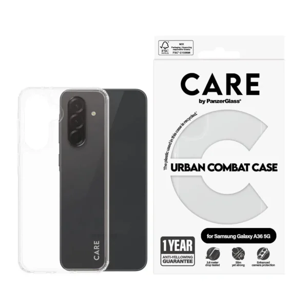 CARE by PanzerGlass® Flagship Case Clear Urban Combat mit Clear Frame Galaxy A36 5G