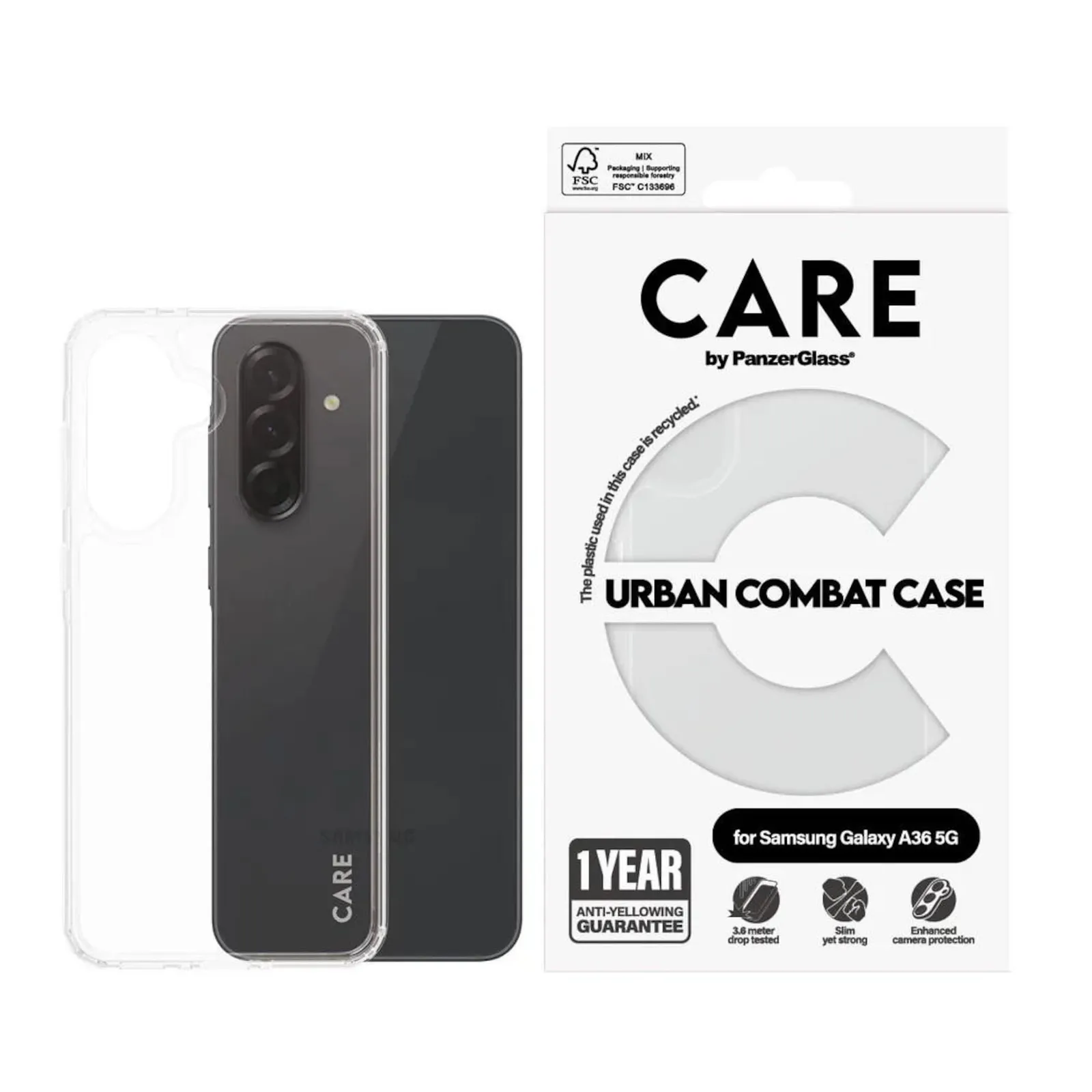 PI_550855049 CARE by PanzerGlass® Flagship Case Clear Urban Combat mit Clear Frame Galaxy A36 5G - Slika 1