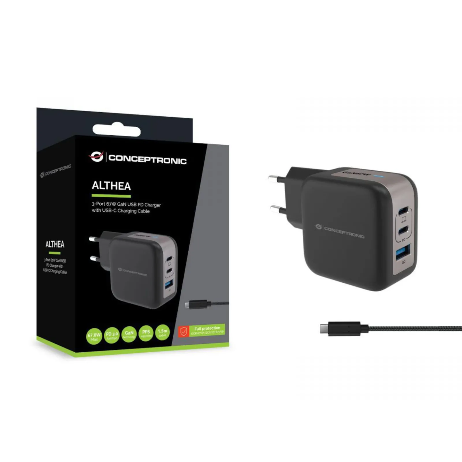 PI_642442311 Conceptronic ALTHEA17B 3-Port-67-W-USB-Ladegerät - Slika 1