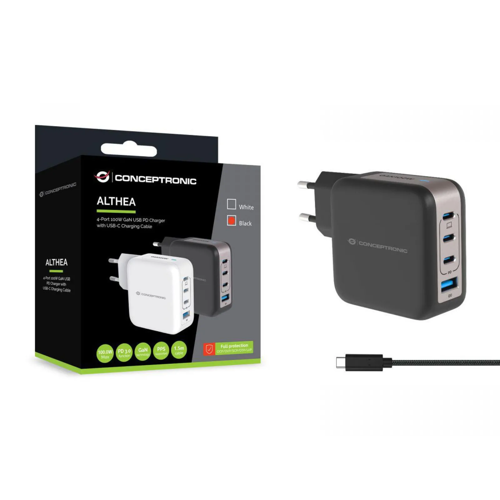 PI_642442714 Conceptronic ALTHEA18B 4-Port-100-W-USB-Ladegerät - Slika 1