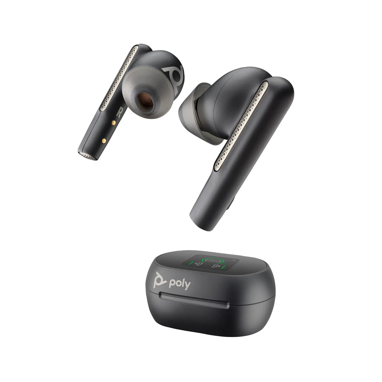 PI_714989698 Poly Voyager Free 60 UC Carbon Black Earbuds + BT700 USB-C Adapter + Touchscreen-Ladeetui - Slika 1