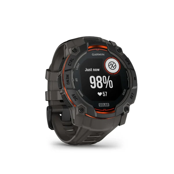 Garmin Instinct® 3 Solar 50mm Kohle/ Schwarz mit Silikon-Wechselarmband 26 mm Kohle