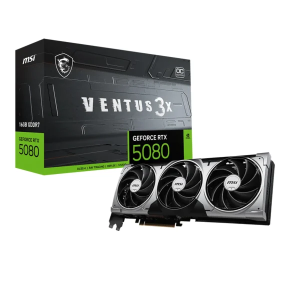 MSI GeForce RTX 5080 16GB Ventus 3X OC - 16GB GDDR7, HDMI, 3x DP