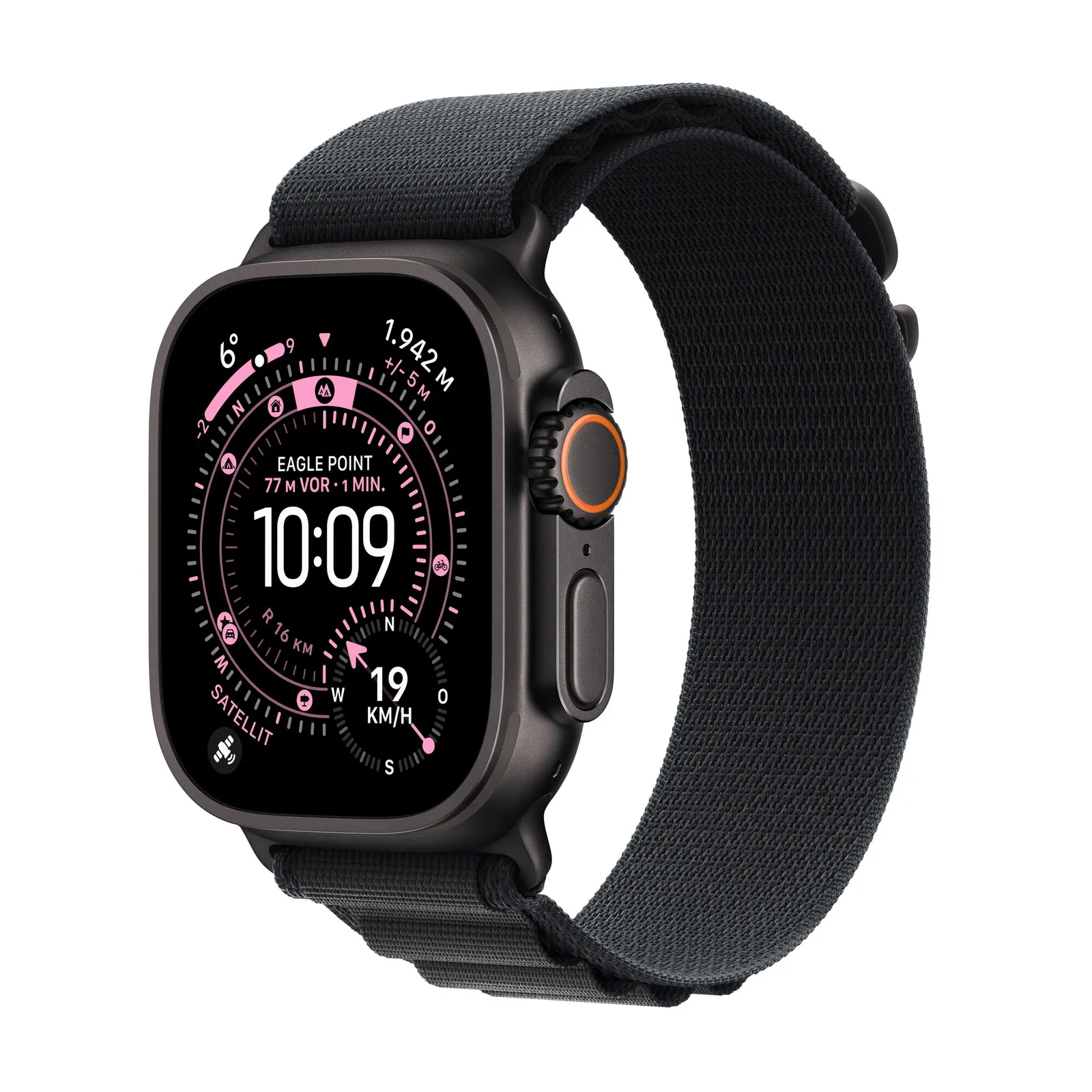 PI_704625065 Apple Watch Ultra 3 GPS + Cellular 49mm Black Titanium Case with Black Alpine Loop - Large - Slika 1