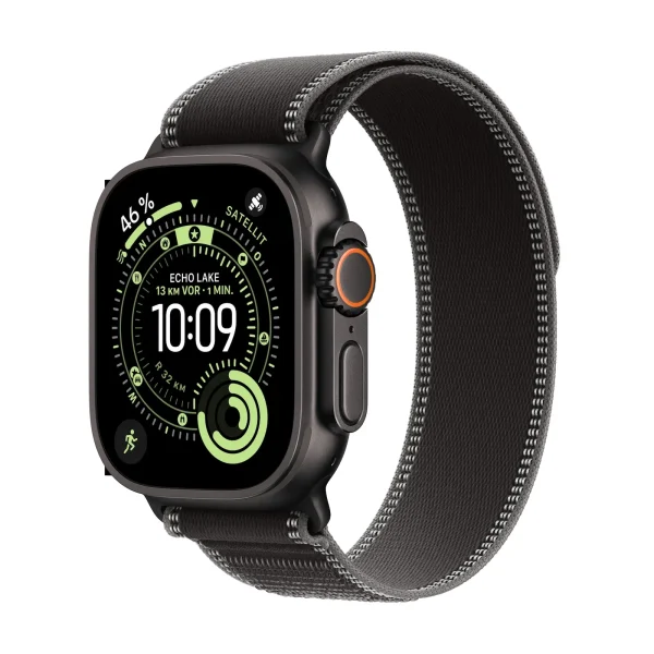 Apple Watch Ultra 3 GPS + Cellular 49mm Black Titanium Case with Black/Charcoal Trail Loop - S/M