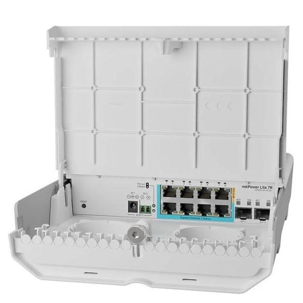 Mikrotik Cloud Smart Switch CSS610-1Gi-7R-2S+OUT, 8×10/100/1000 Ethernet ports, 7x 1G PoE-in, 1G PoE-out, SwOS