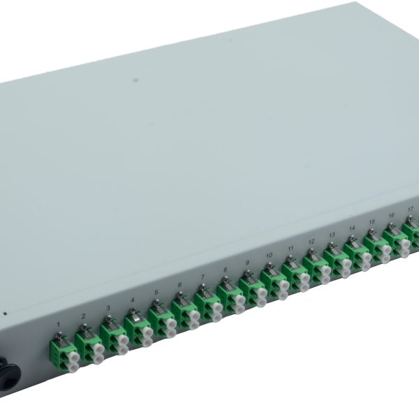 helos LWL 19" Spleissbox 24 x LC/APC Duplex OS2, spleißfertig, grau
