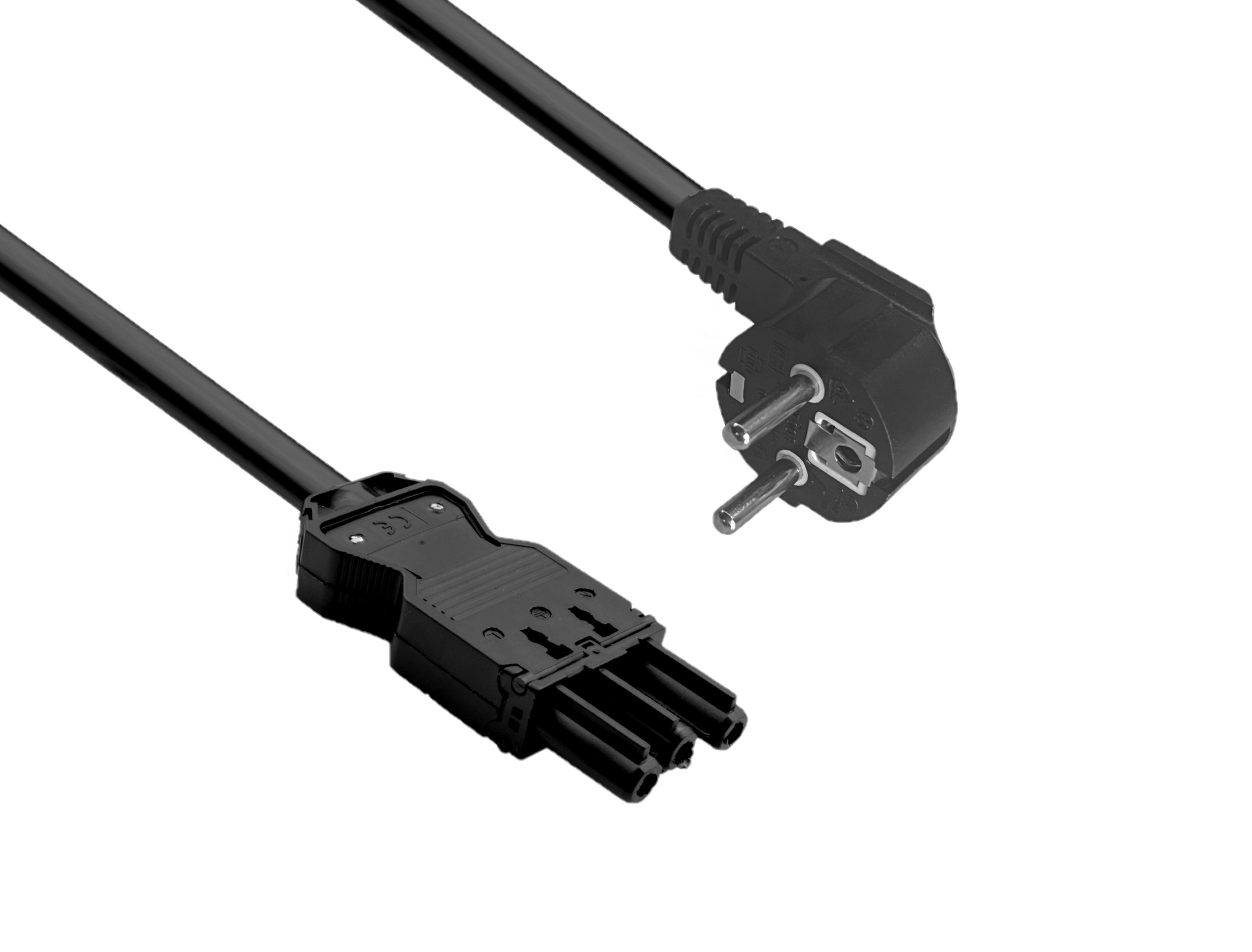 412956 helos Anschlusskabel GST18 komp. CEE 7/7 90°-Stecker auf Buchse schwarz 3,0m - Slika 1